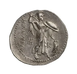 Moneda de plata griega antigua (Ptolemaica) de Alejandría, 295 a.C.